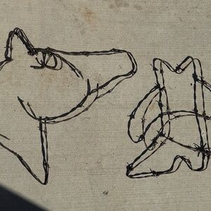 Vintage barbed wire boot horse